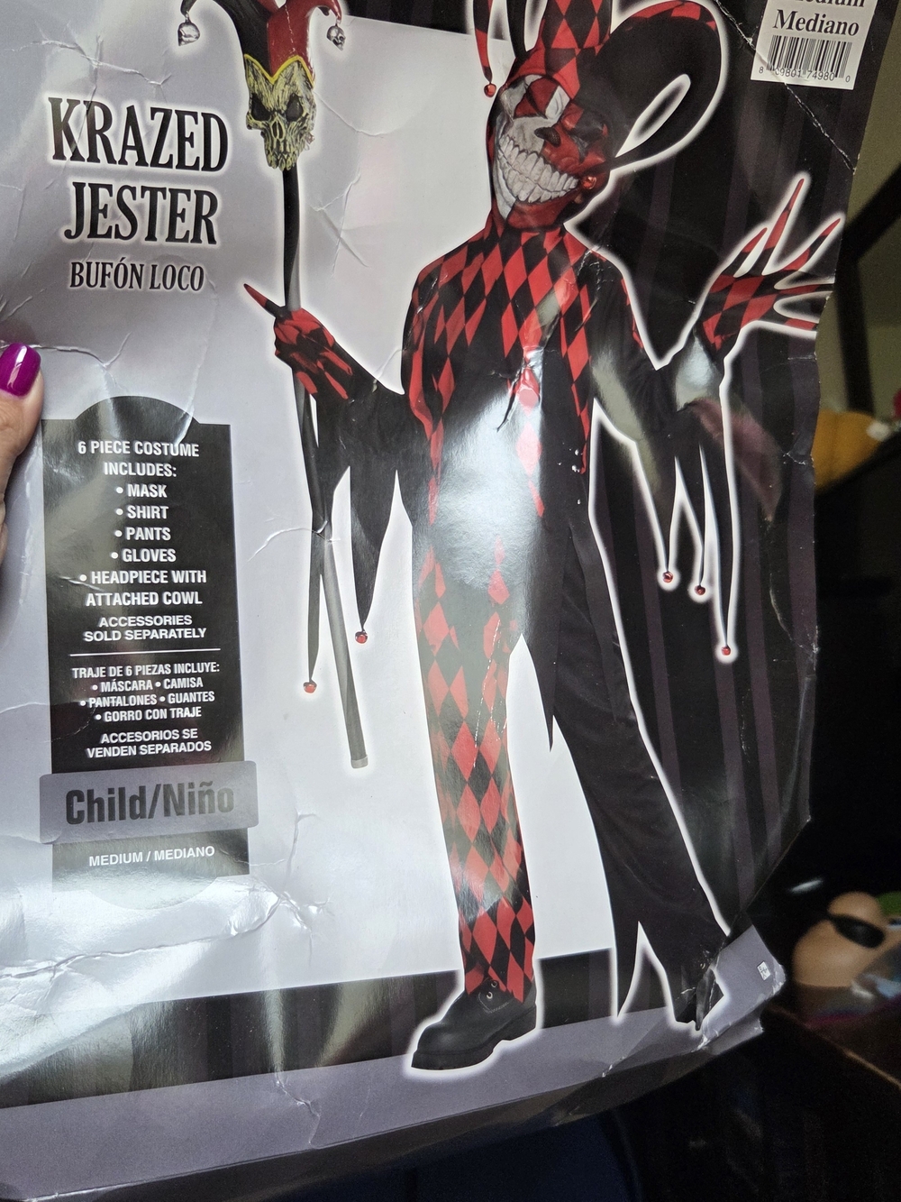 Krazed Jester Halloween Costume Med. Child